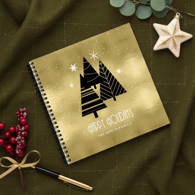 Christmas Trees and Snowflakes Gold ID863 Notebook (Creator Uploaded)