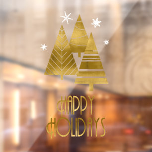 Christmas Trees and Snowflakes Gold/White ID863