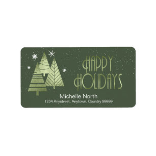 Christmas Trees and Snowflakes Green ID863 Label
