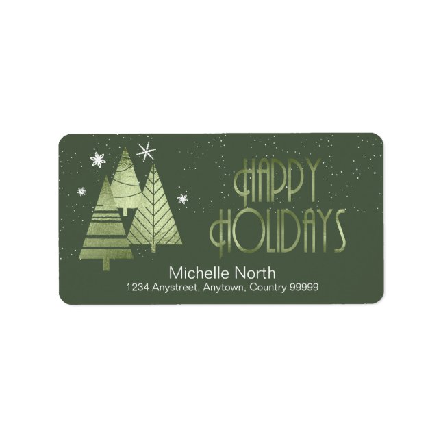 Christmas Trees and Snowflakes Green ID863 Label (Front)