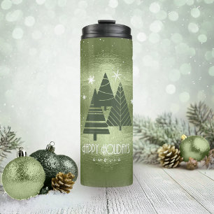 Christmas Trees and Snowflakes Green ID863 Thermal Tumbler