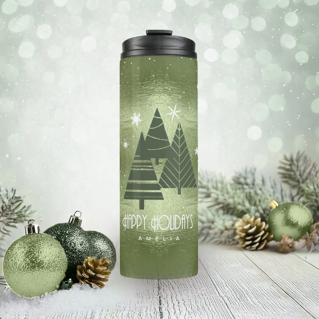 Christmas Trees and Snowflakes Green ID863 Thermal Tumbler (Creator Uploaded)