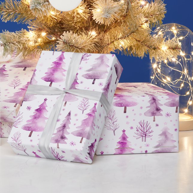 Christmas Trees and Snowflakes Modern Christmas Wrapping Paper (Holidays)