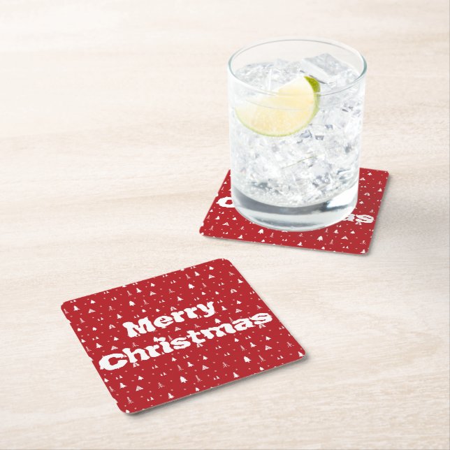 Christmas Trees and Snowflakes Paper Coaster (Insitu)