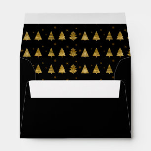 Christmas Trees and Snowflakes Pattern Gold ID863 Envelope