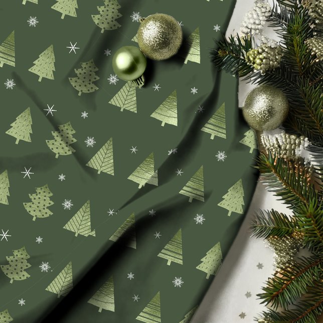 Christmas Trees and Snowflakes Pattern Green ID863 Fabric (Creator Uploaded)
