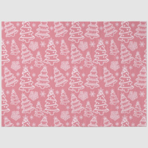 Christmas Trees and Snowflakes Pink Christmas Tissue Paper