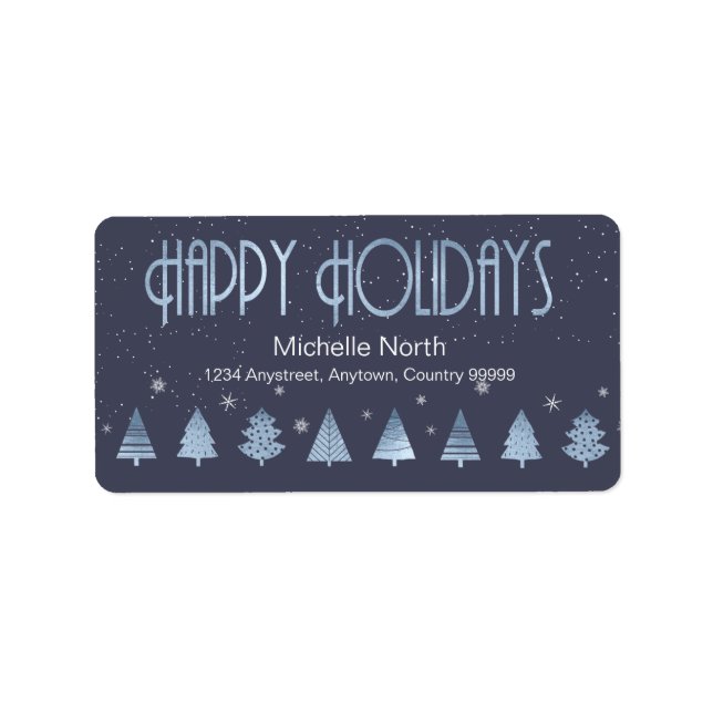 Christmas Trees and Snowflakes V2 Blue ID863 Label (Front)