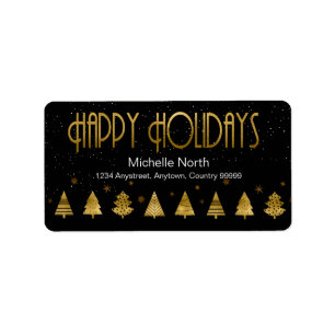 Christmas Trees and Snowflakes V2 Gold ID863 Label