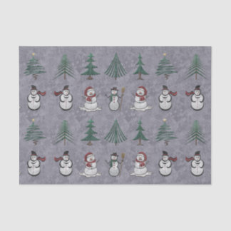 Christmas Trees and Snowmen Tissue Paper