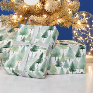 Christmas Trees and Stars Modern Christmas Wrapping Paper