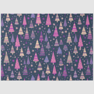 Christmas Trees and Stars Purple Gold Christmas Tissue Paper