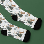 Christmas trees and tigers pattern on white socks<br><div class="desc">Cute Christmas trees and tigers seamless pattern with a white colour background.</div>
