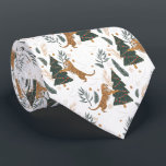 Christmas trees and tigers pattern tie<br><div class="desc">Cute Christmas tres and tigers seamless pattern with a white and changeable background.</div>