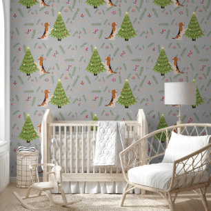 Christmas trees & Beagle Dog  pattern custom Wallpaper