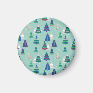 Christmas trees, blue background magnet