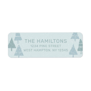 Christmas Trees Blue Return Address Label