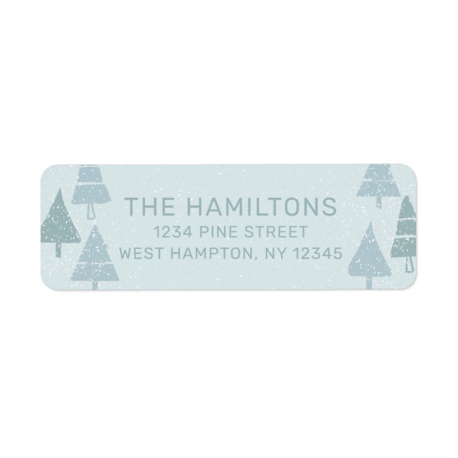 Christmas Trees Blue Return Address Label (Front)