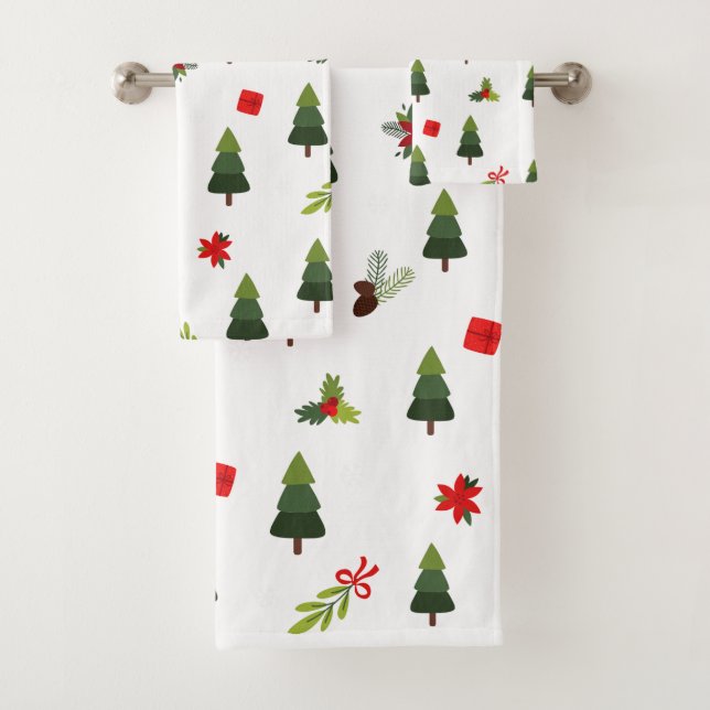 Christmas Trees & Bows   Bath Towel Set (Insitu)