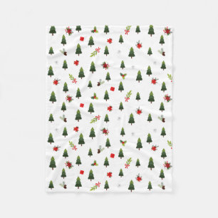 Christmas Trees & Bows Fleece Blanket
