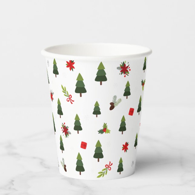 Christmas Trees & Bows  Paper Cups (Front)