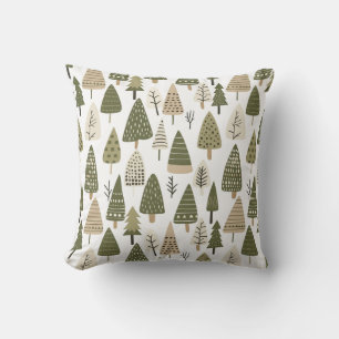 Christmas Trees brown and green Cushion