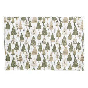 Christmas Trees brown and green Pillowcase