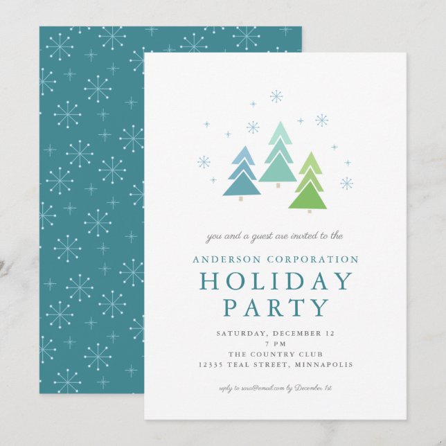Christmas Trees | Business Holiday Party Invitation (Front/Back)