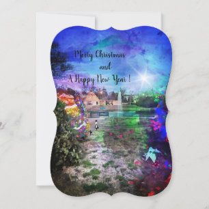 Christmas Trees By The Pond Flat Card