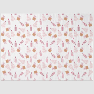 Christmas Trees Candles Gifts Pink Brown Christmas Tissue Paper