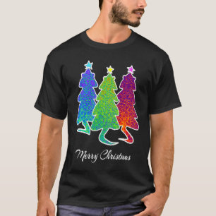 Christmas Trees Cat Lizard Dinosaur Rat Blue Green T-Shirt