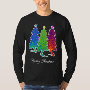 Christmas Trees Cat Lizard Dinosaur Rat Blue Green T-Shirt