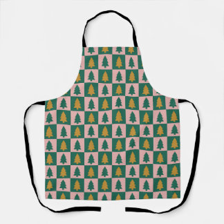 Christmas trees chequerboard apron