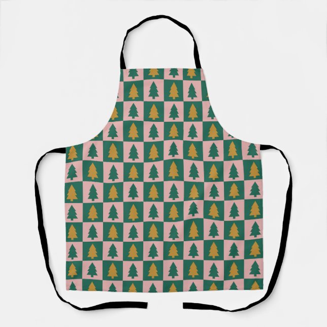 Christmas trees chequerboard apron (Front)