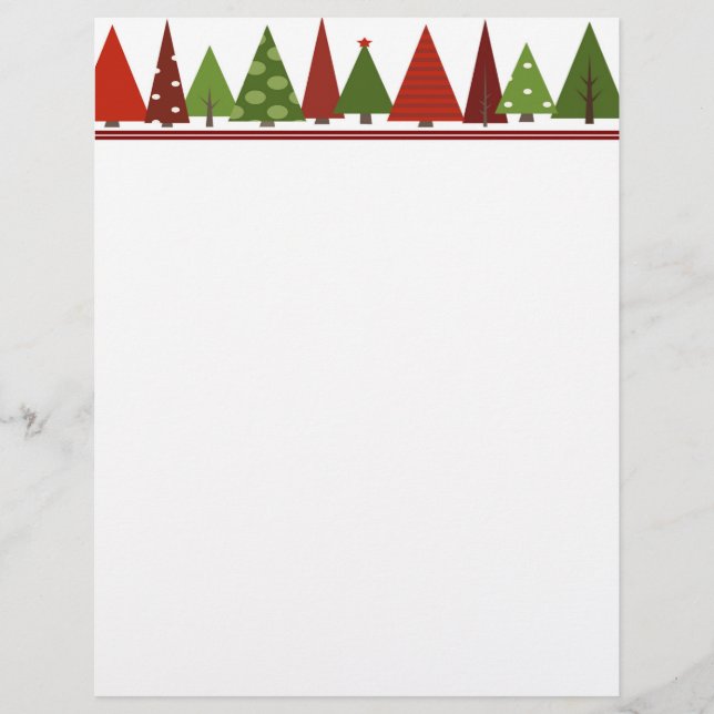 Christmas Trees Christmas Letter Paper (Front)
