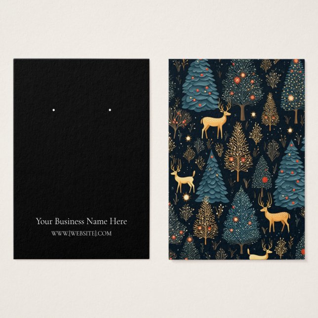 Christmas Trees Deer Earring Display Card (Front & Back)