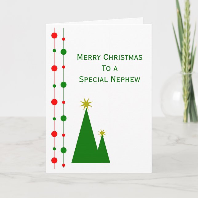 Christmas Trees Design Nephew Christmas Holiday Card (Front)