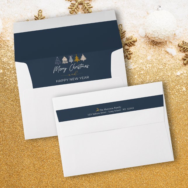 Christmas Trees Doodles Blue Holiday Envelope (Christmas Trees Doodles Blue Holiday Envelope)