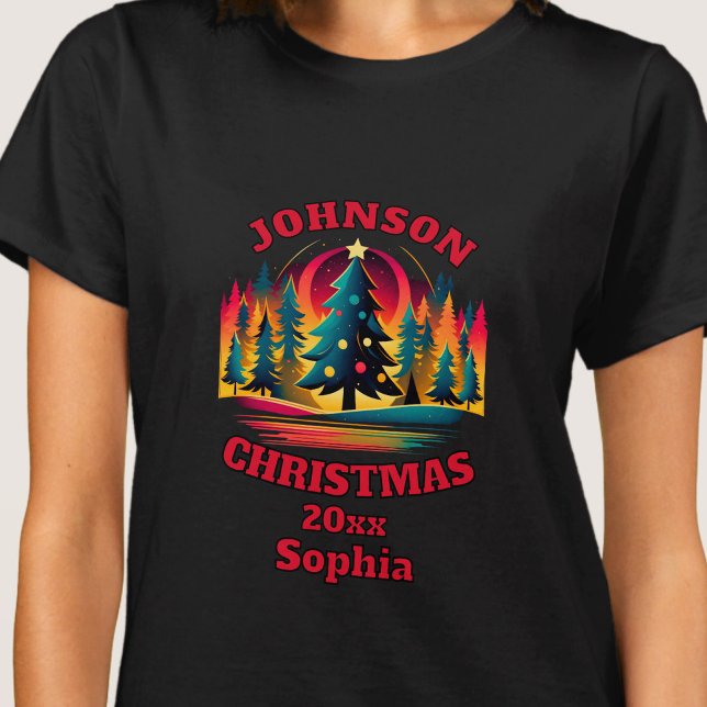 Christmas trees family retro editable T-Shirt (Creator Uploaded)