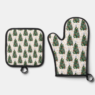 Christmas trees - Festive holiday Oven Mitt & Pot Holder Set