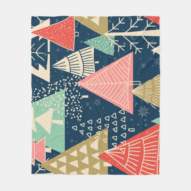Christmas Trees Festive Seamless Illustration. Fleece Blanket (Front)