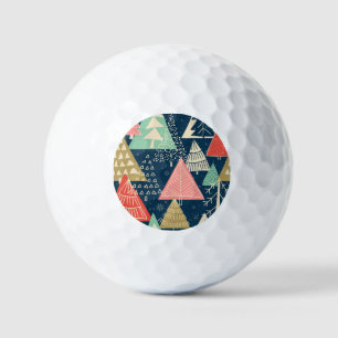 Christmas Trees Festive Seamless Illustration. Golf Balls