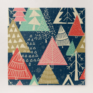 Christmas Trees Festive Seamless Illustration. Jigsaw Puzzle