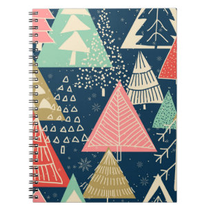 Christmas Trees Festive Seamless Illustration. Notebook