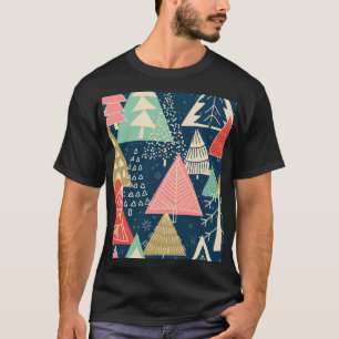 Christmas Trees Festive Seamless Illustration. T-Shirt