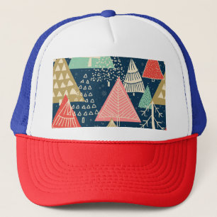 Christmas Trees Festive Seamless Illustration. Trucker Hat