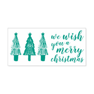 Christmas Trees Fir Wish Merry Christmas Holiday Self-inking Stamp