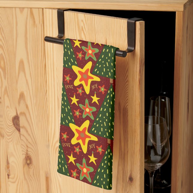 Christmas Trees Fun Festive Cool Christmas Tea Towel (Thirds Fold)