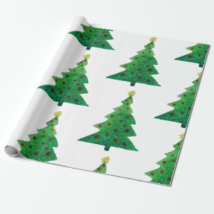 Christmas Trees Glossy Wrapping Paper, 30 in x 6 f Paper