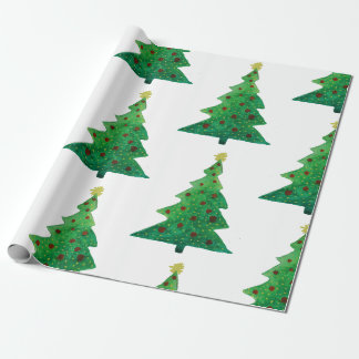 Christmas Trees Glossy Wrapping Paper, 30 in x 6 f Paper